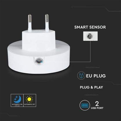 LED Nočna Svetilka USB Okrogla 3000K 0.4W