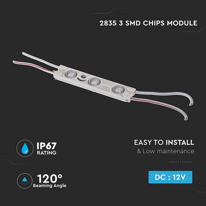 LED Modul 3SMD SMD2835 Modra IP67 12V