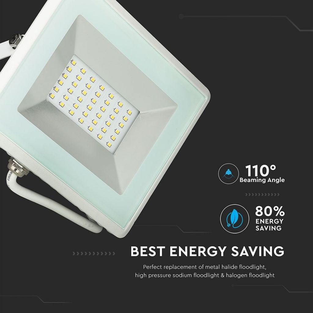 30W LED Reflektor 6500K E-Series Belo Ohišje Normalno Bela