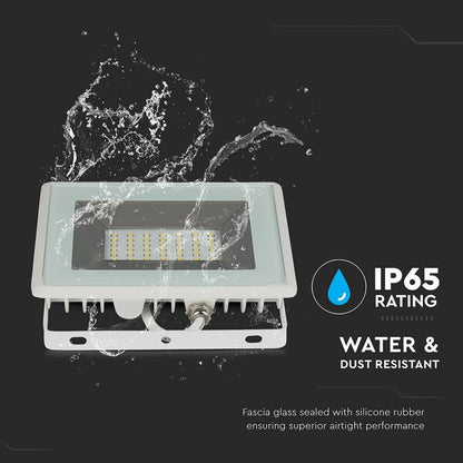 30W LED Reflektor 6500K E-Series Belo Ohišje Normalno Bela