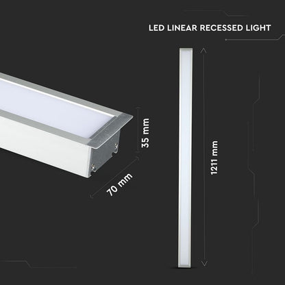 Linearna Stropna Svetilka Vgradna Srebrna 40W 6400K