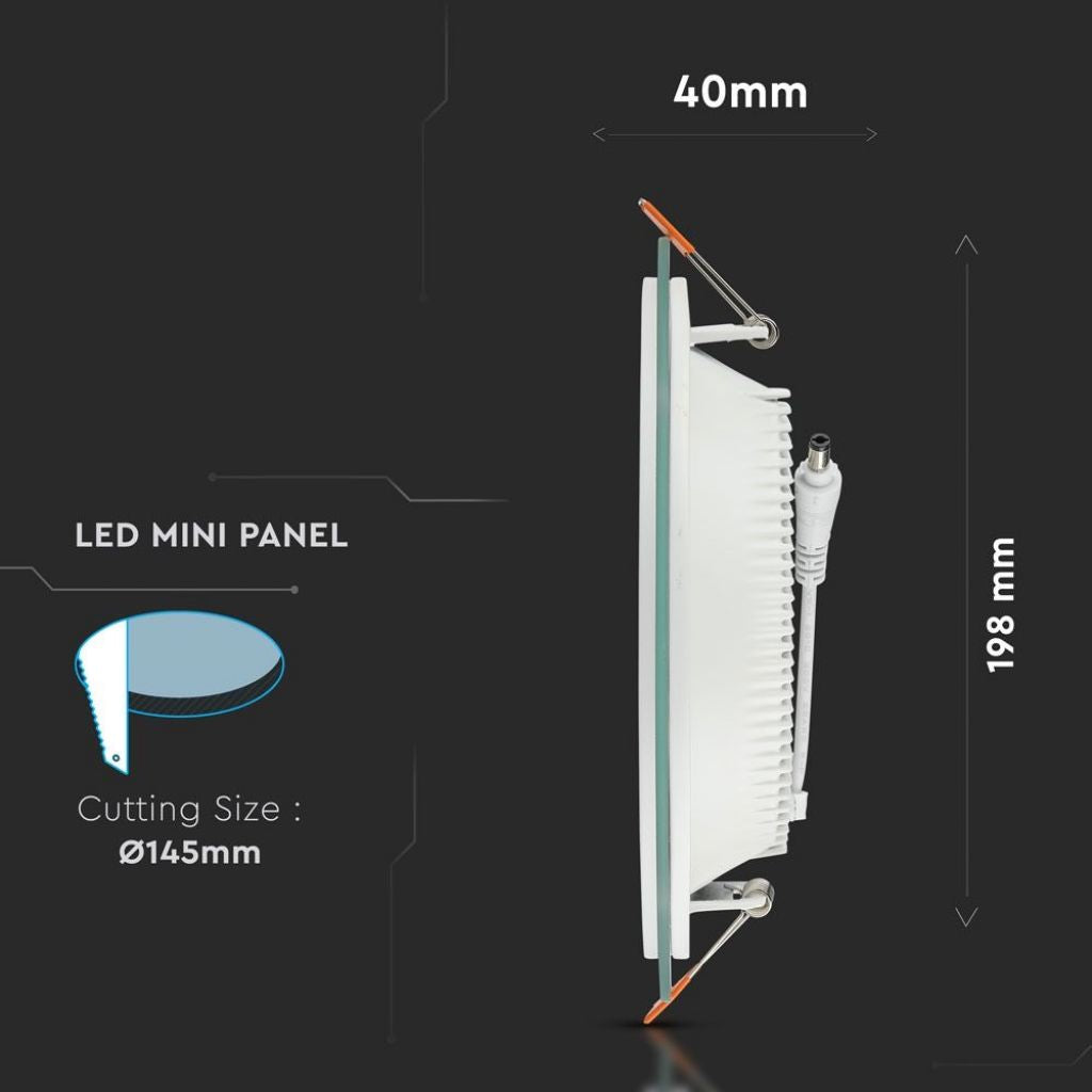 18W LED Panel Steklen Okrogel 4000K