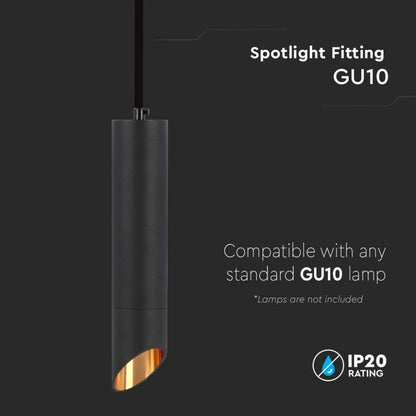 GU10 Hanging Lamp Diagonal Black - Gold 30cm