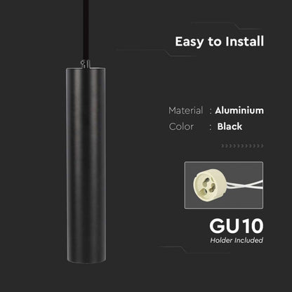 GU10 Viseča Svetilka Črna 30cm