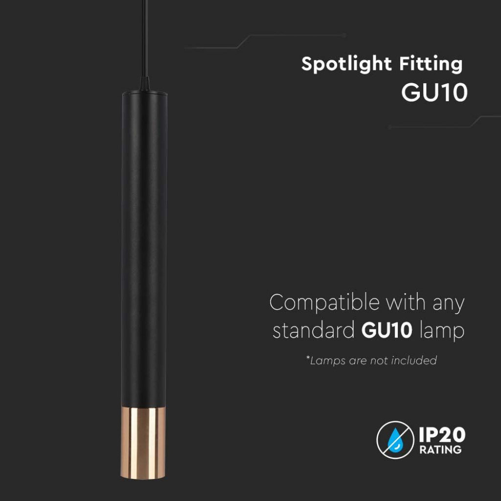 GU10 Viseča Svetilka Črno - Zlata 50cm