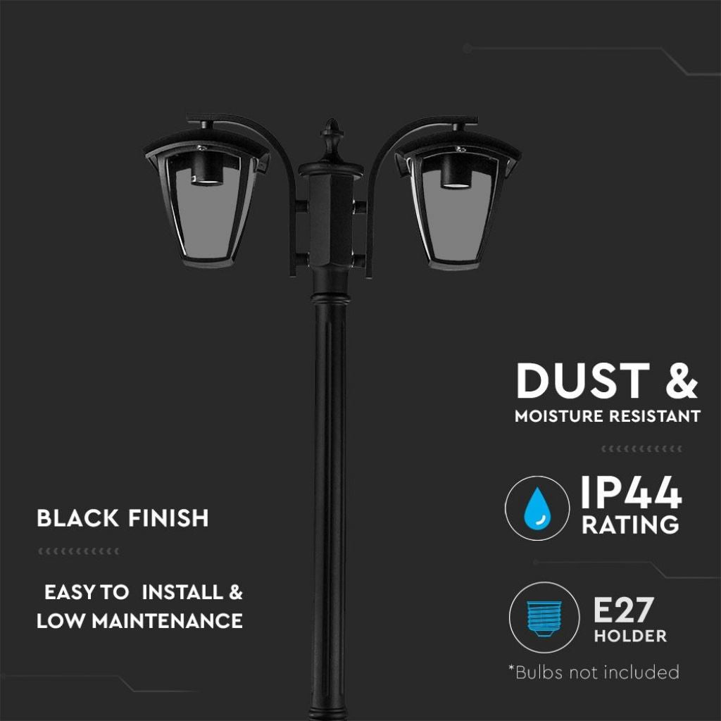 Street/Garden Lamp 2 x E27 1990 mm IP44 Black Lantern