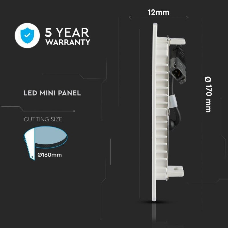 12W LED Panel Premium Okrogel 3000K