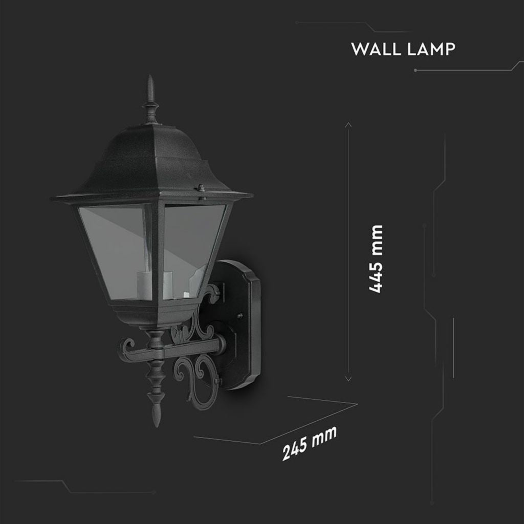 Wall Lamp Large Matt Black E27 Lanterna