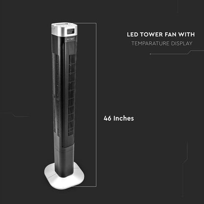 55W LED Stolpni Ventilator Črn