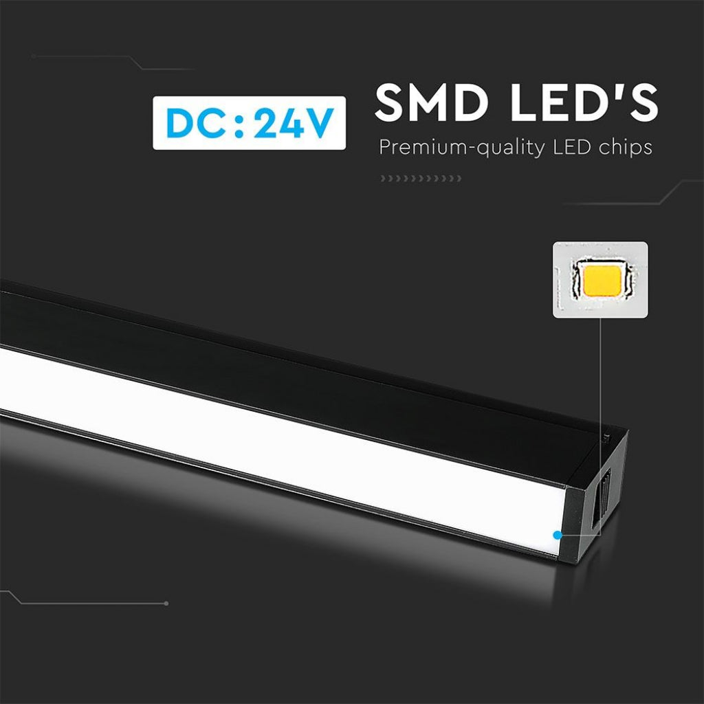 30W LED linearna svetilka SMD Črna 3000K IP20 24V - za magnetno tirnico