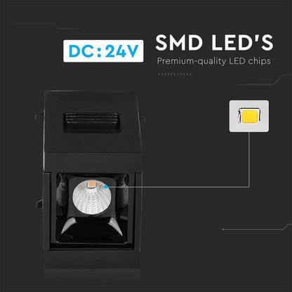 1W LED Magnetni Reflektor SMD Črni 3000K IP20 24V - za magnetno tirnico