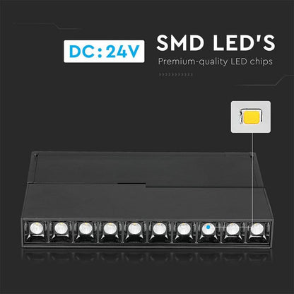 10*2W LED Magnetni Reflektor SMD Črni 3000K IP20 24V - za magnetno tirnico