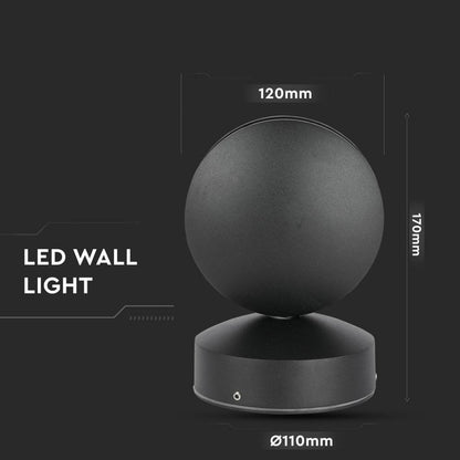 7W LED Wall Lamp Black 4000K IP65