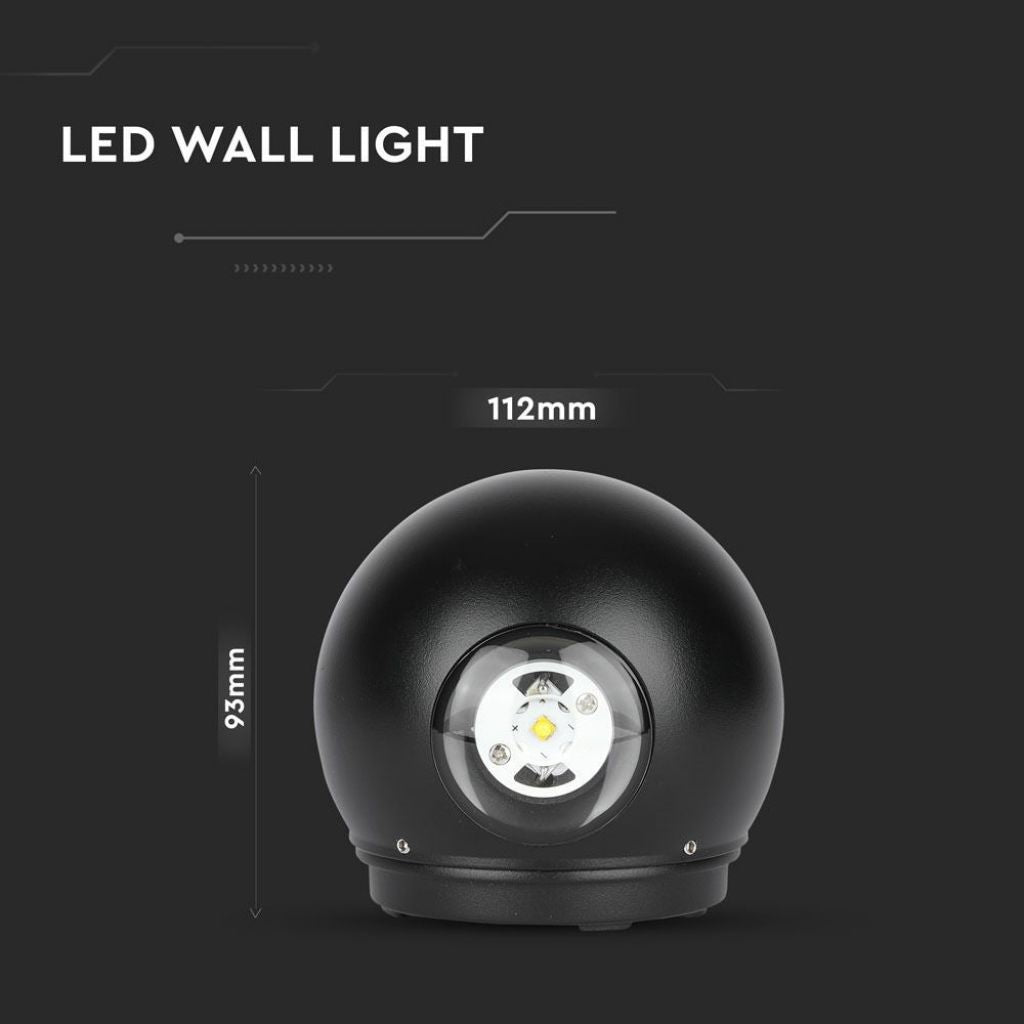 6W LED Wall Lamp Black 3000K