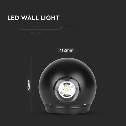 6W LED Wall Lamp Black 4000K
