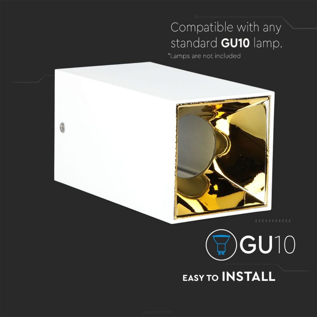 GU10 Ceiling lamp White Gold Square