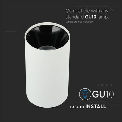 GU10 Ceiling lamp White - Black Round Cylinder