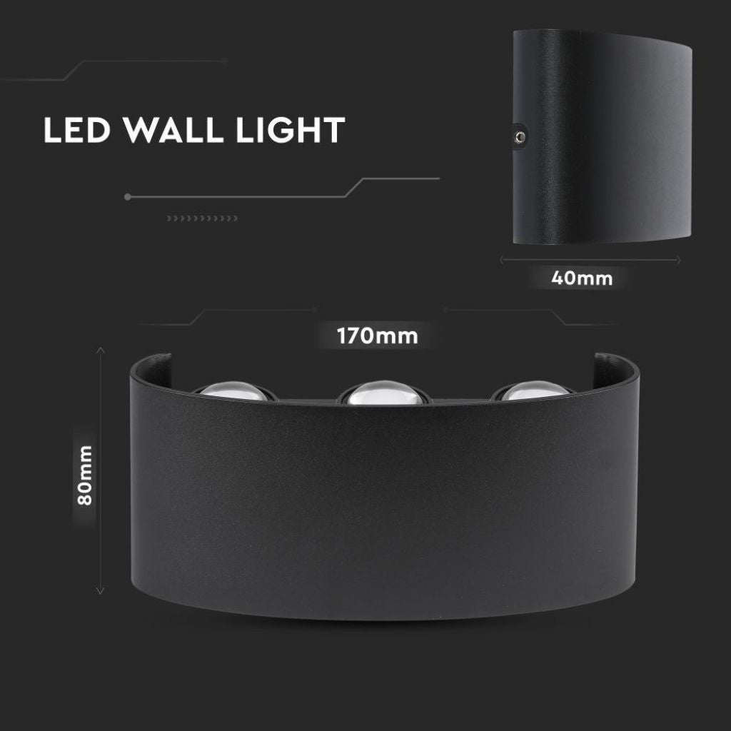 6W LED Wall Lamp Up/Down Black IP54 4000K
