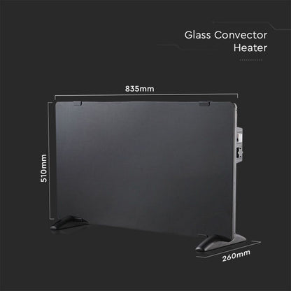 2000 W Convection Heater - Glass Panel Black IP24