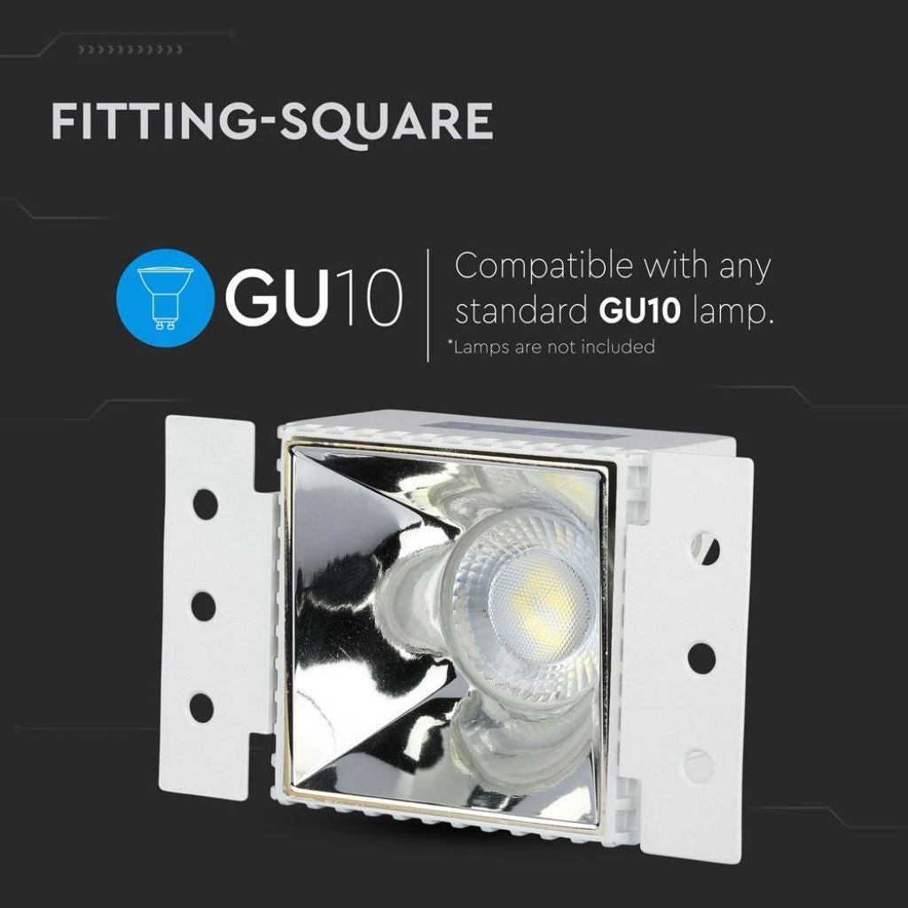 GU10 Recessed Housing White Chrome Square