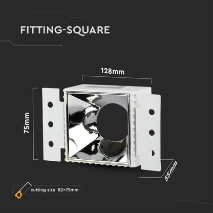 GU10 Recessed Housing White Chrome Square