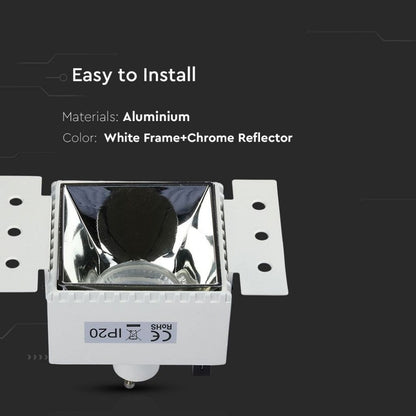 GU10 Recessed Housing White Chrome Square