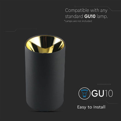 GU10 Ceiling lamp Black Gold Round Cylinder