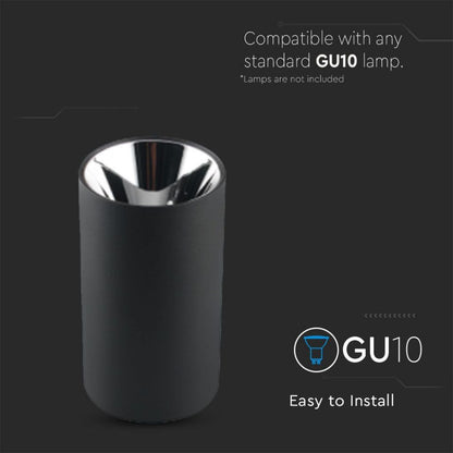 GU10 Ceiling lamp Black Chrome Round Cylinder